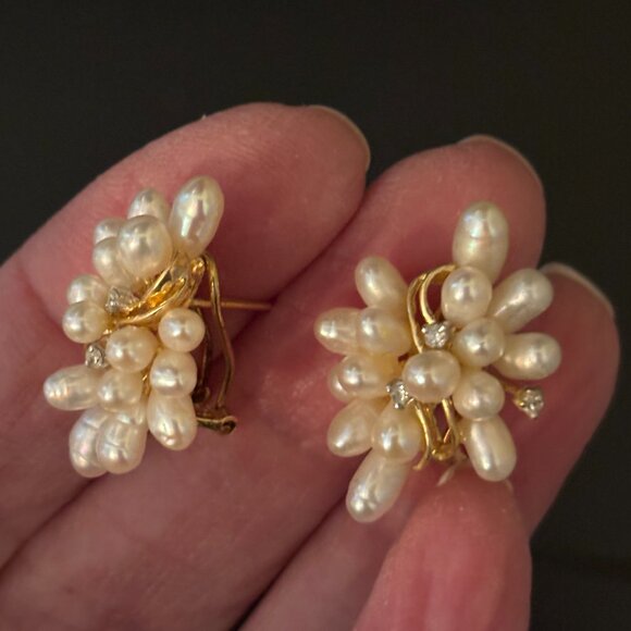 Fresh Water Pearl Cluster Earrings - Picture 8 of 13